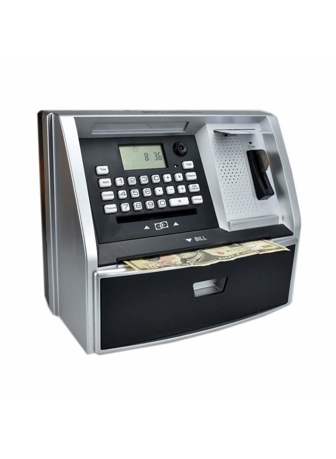 Like Talking ATM Savings Bank, Digital Piggy Bank, ATM Money Coins Machine for Kids Birthday Gift (Silver/Black) - Image 3